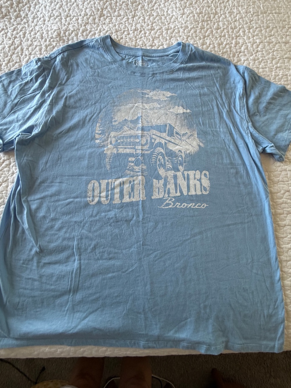 Ford Outer Banks Bronco Graphic Tee - Light Blue & White UNISEX XL NWOT